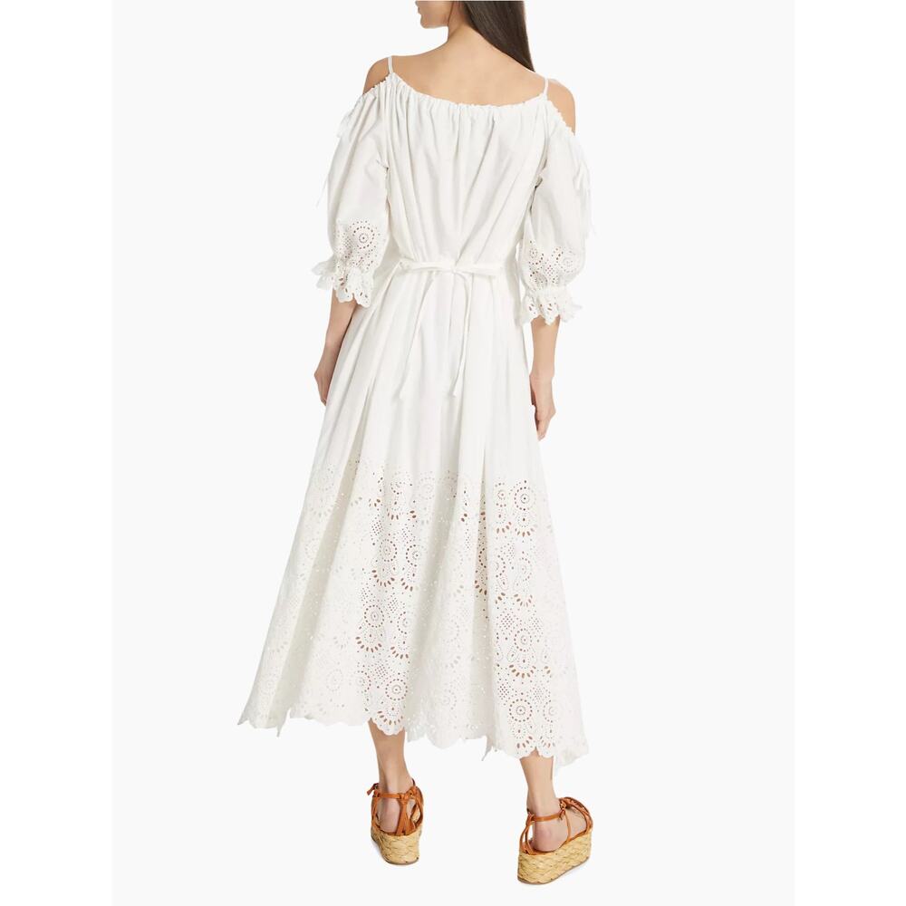 Ulla Johnson Narcisa White Eyelet Off Shoulder Puff Sleeve Maxi Dress 0 - Picture 3 of 14